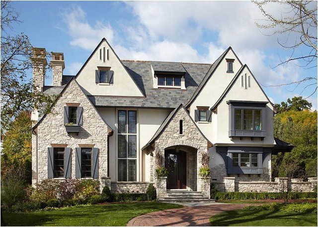 stucco and stone traditional exterior chicago