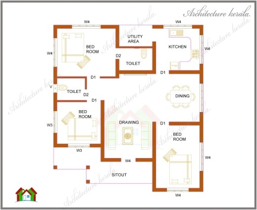 best three bedrooms in 1200 square feet kerala house plan 3 bedroom house plans with photos in kerala pics