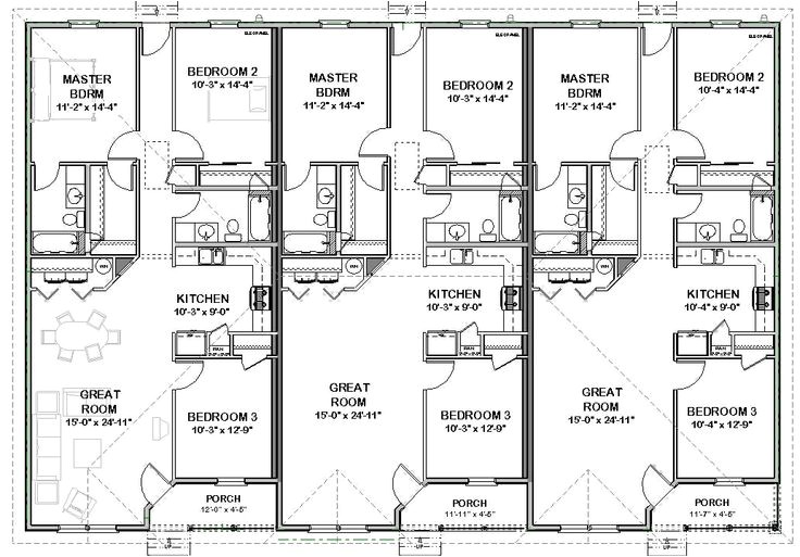 triplex house plans designs