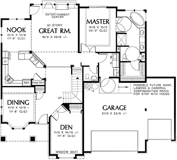 universal design plan with great room 69337am