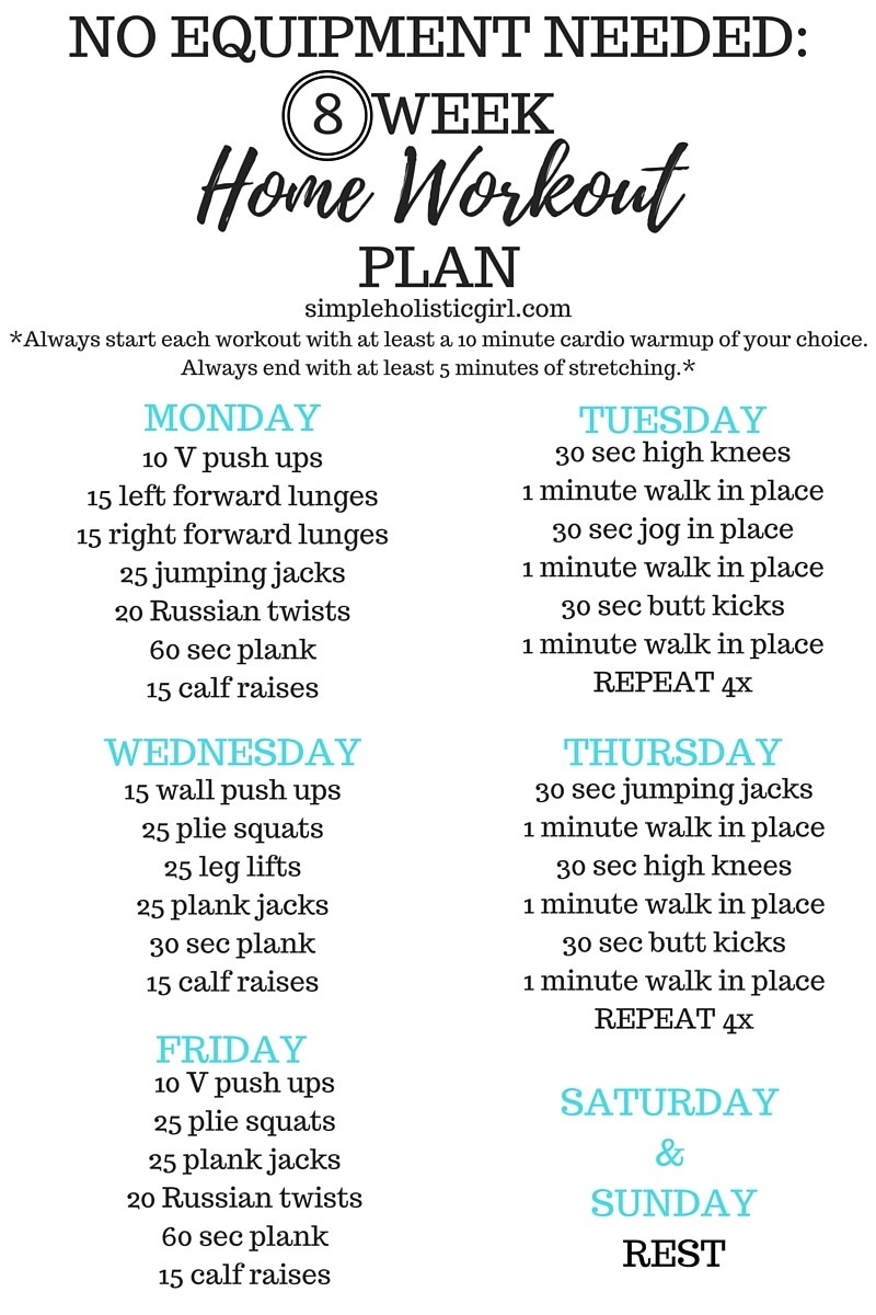 no equipment needed 8 week home workout plan