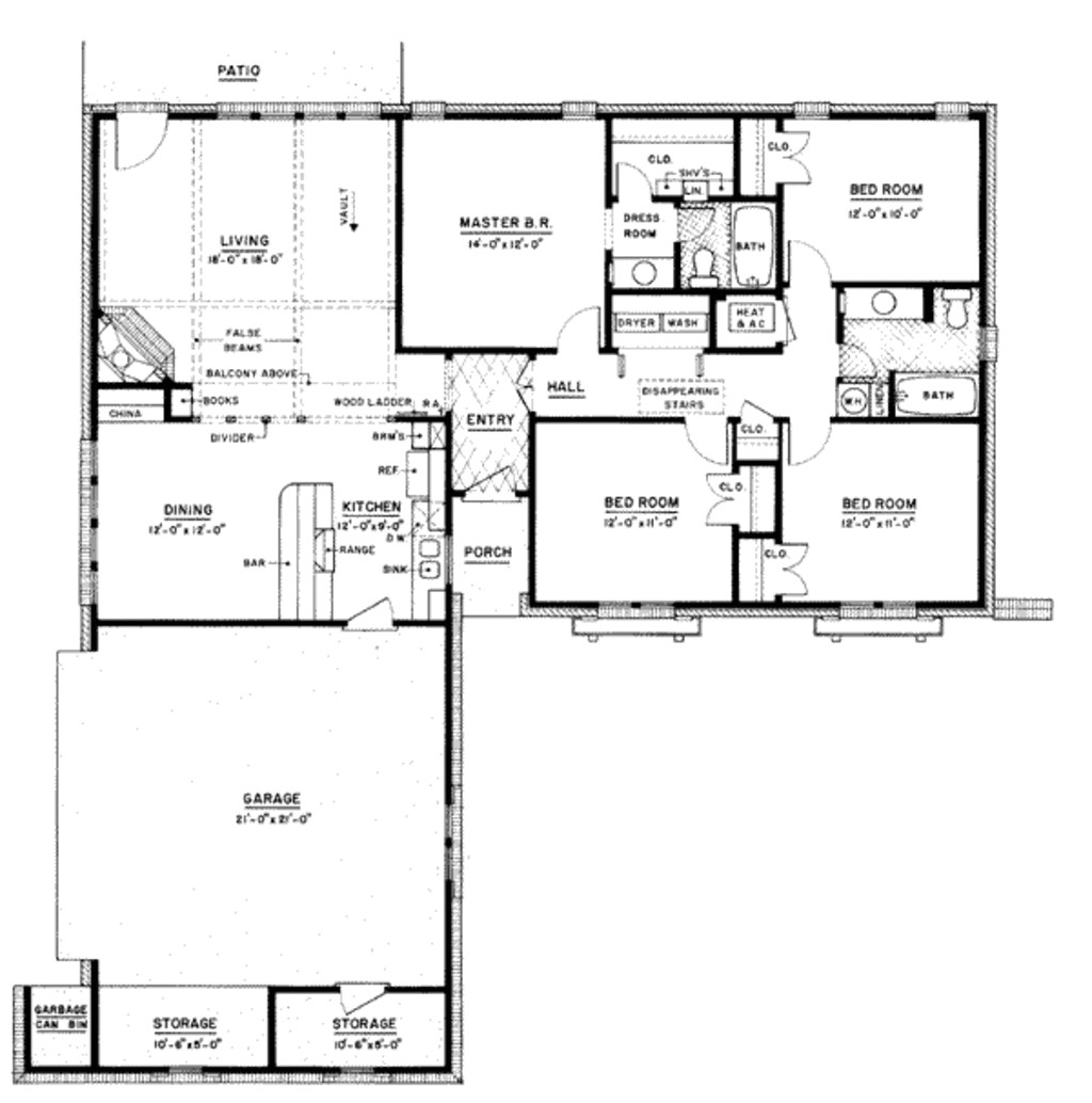 1500 square feet 4 bedrooms 2 bathroom ranch house plans 2 garage 8361