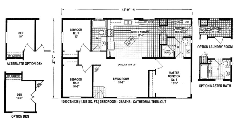 18 foot wide mobile home floor plans