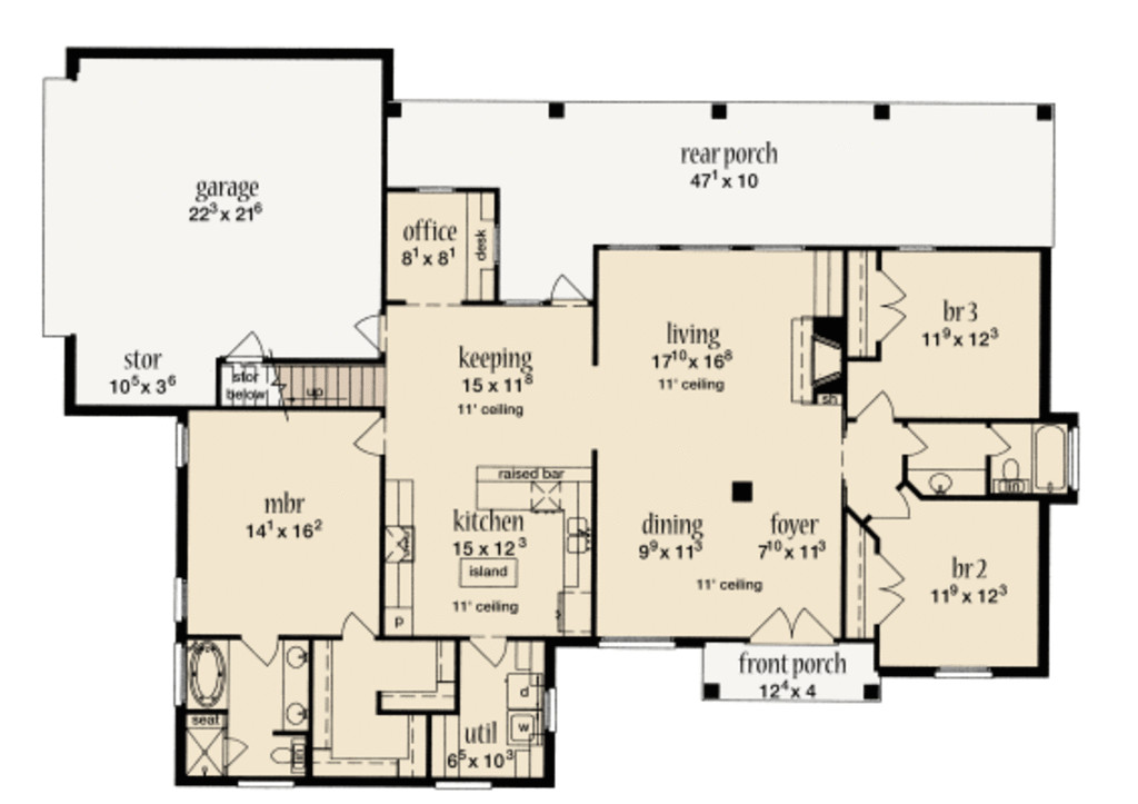 1890 square feet 3 bedrooms 2 bathroom traditional house plans 0 garage 31488