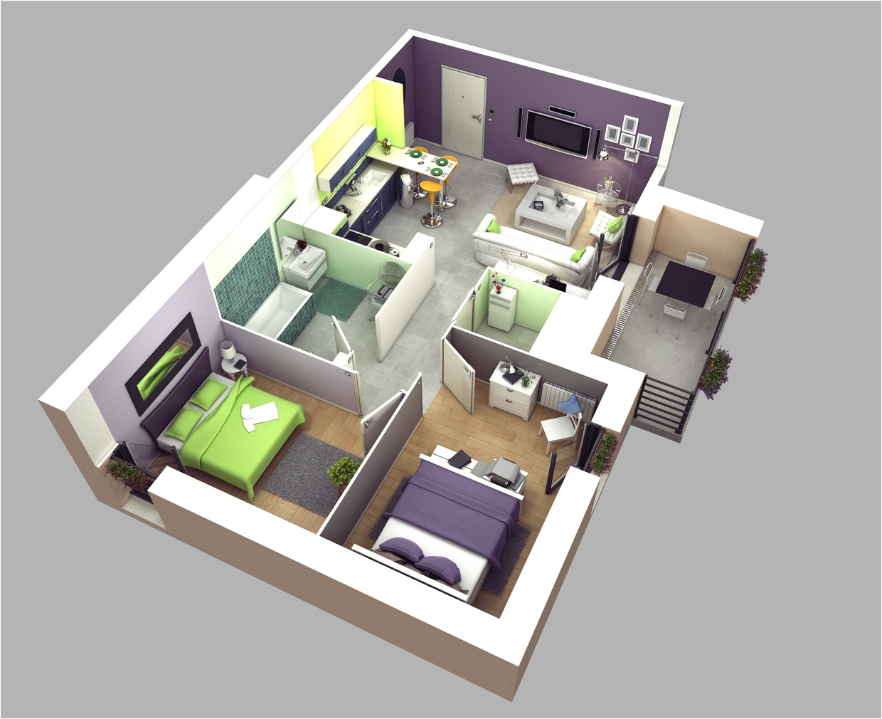 2 bedroom apartmenthouse plans