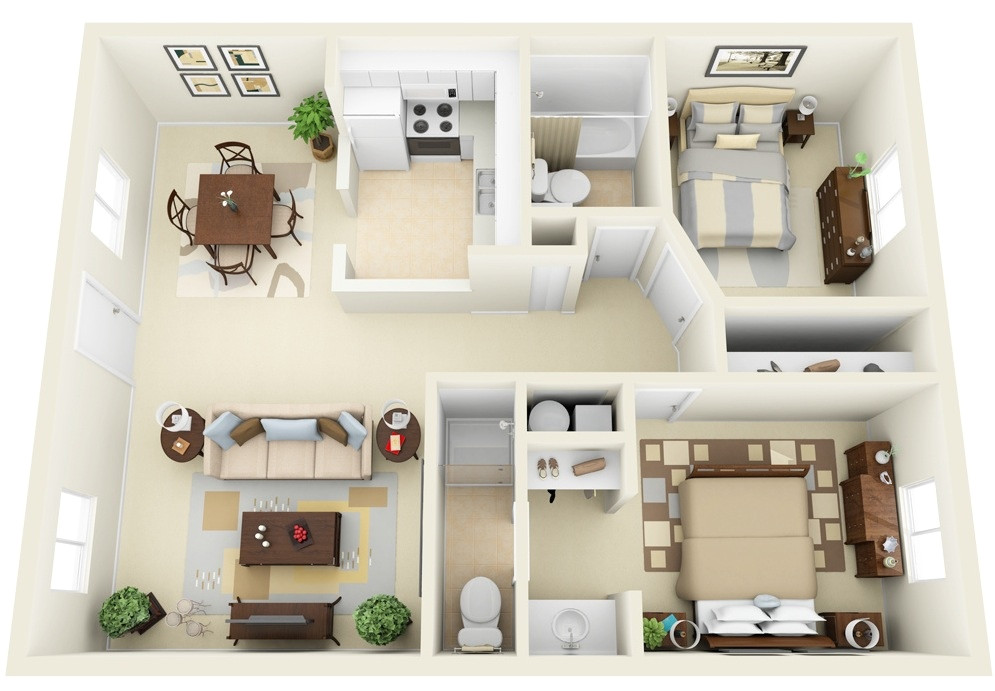 2 bedroom apartmenthouse plans