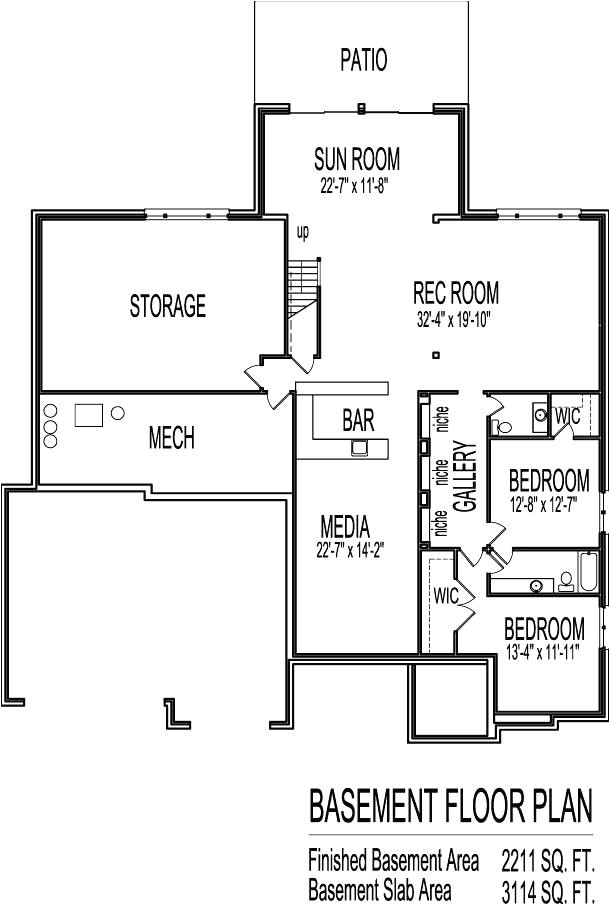 3 bedroom house plans with garage and basement