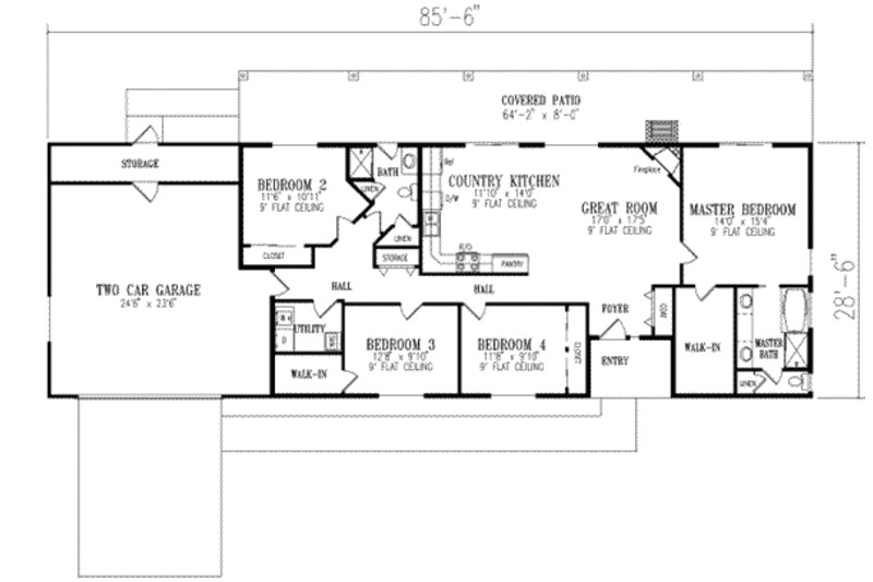 two bedroom ranch house plans