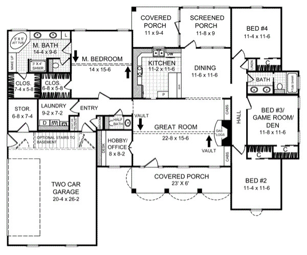 2000 sq ft home 1 story 4 bedroom 2 bath house plans plan2 205