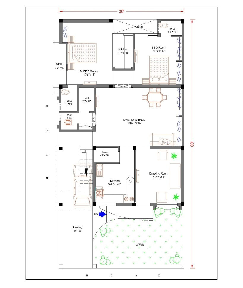 house plan for 20x40 site south facing