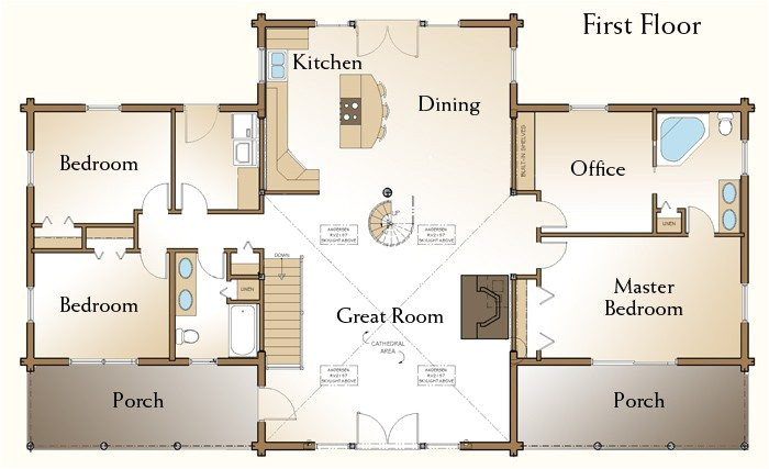 3 bedroom log cabin floor plans