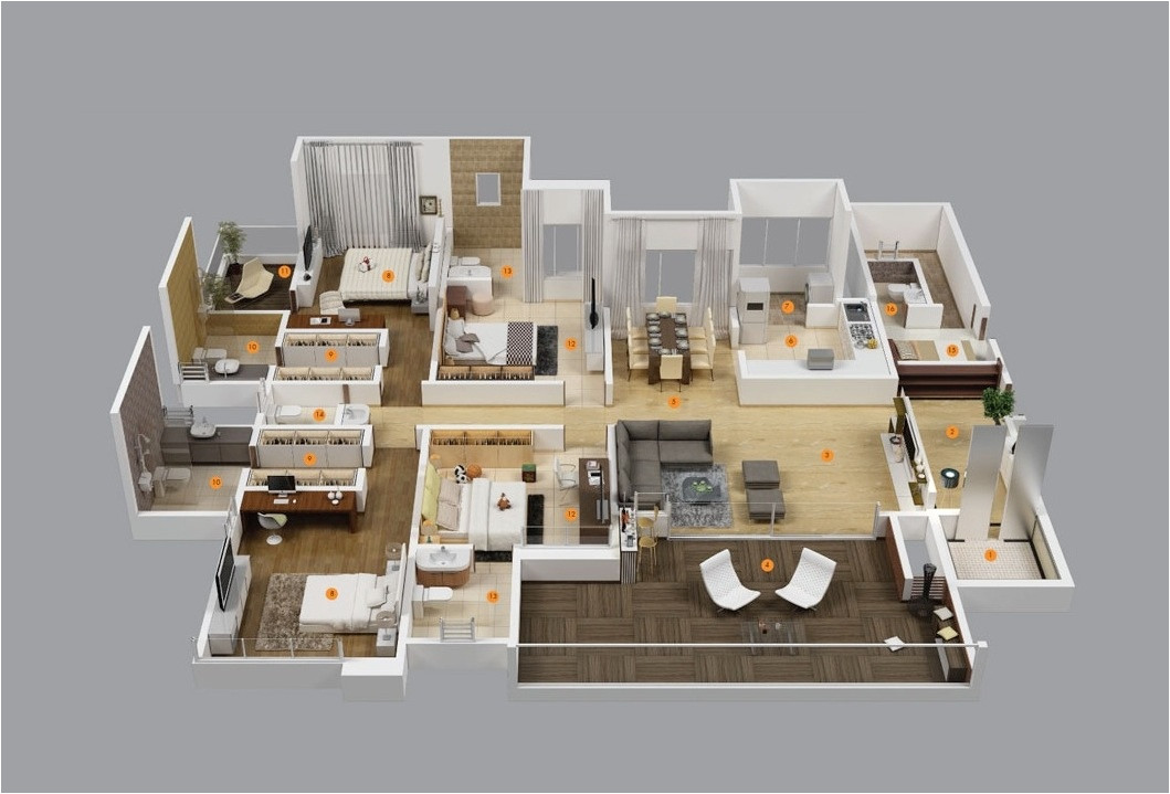 4 bedroom apartment house floor plans