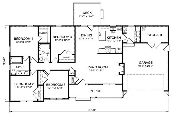 four bedroom ranch house plans