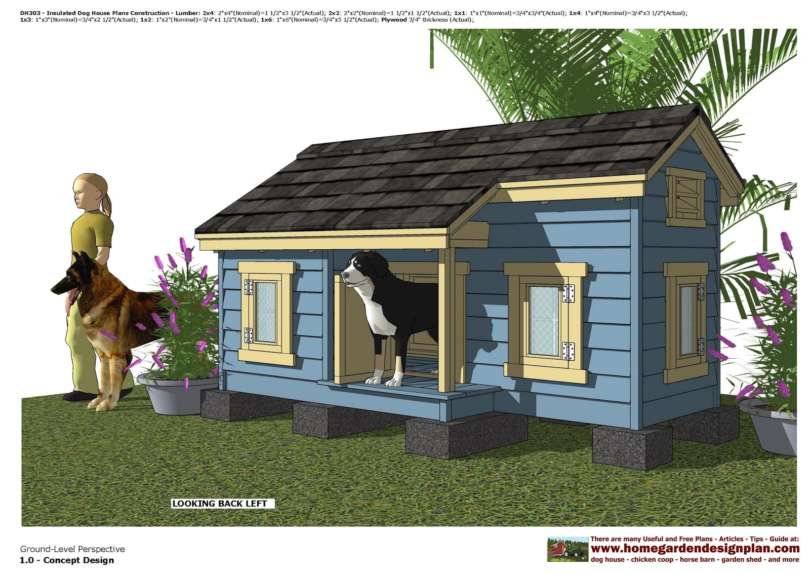 porch barn roof style dog house project plans pet size up to 150