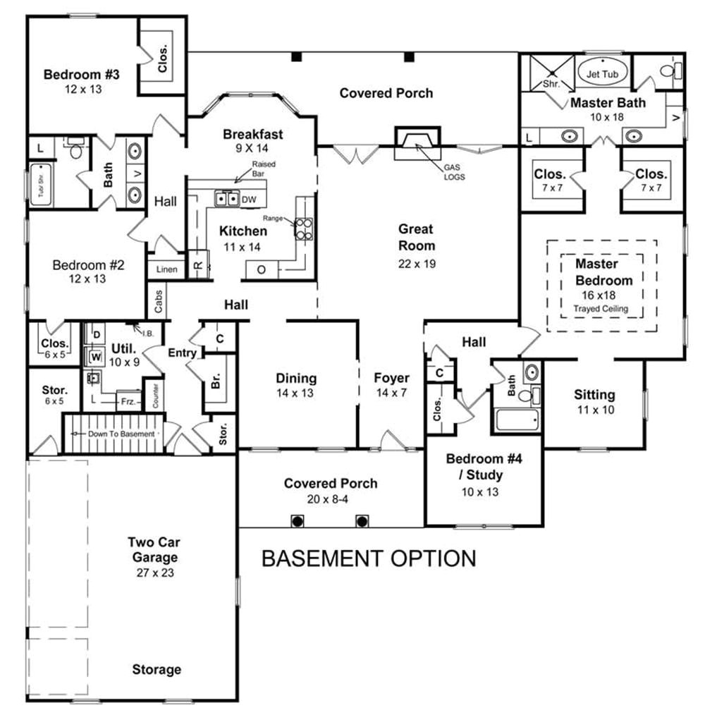 ranch house floor plans with basement