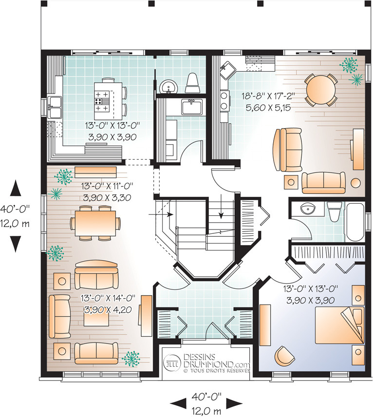 house plan maison duplex bi generation w3041
