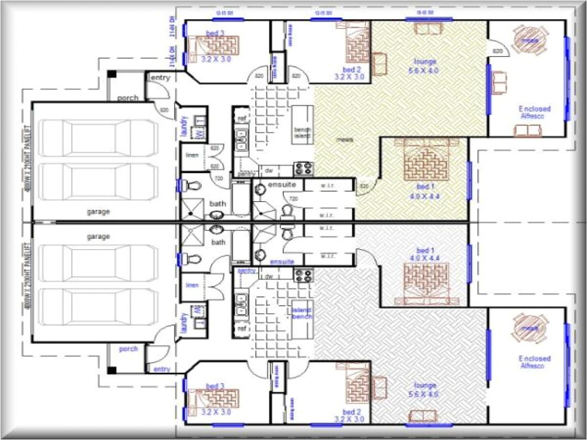 2 bedroom duplex plans with garage