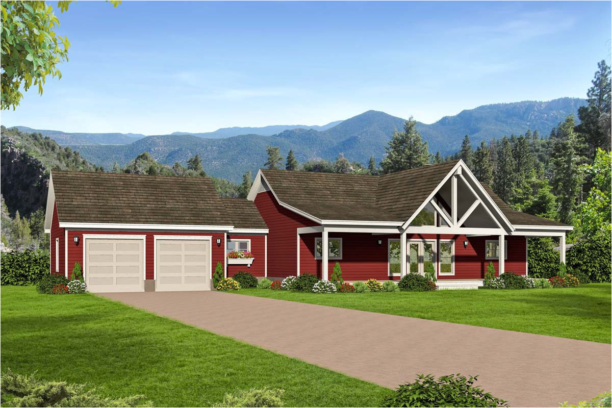 2 bed country ranch home plan with walkout basement 68510vr