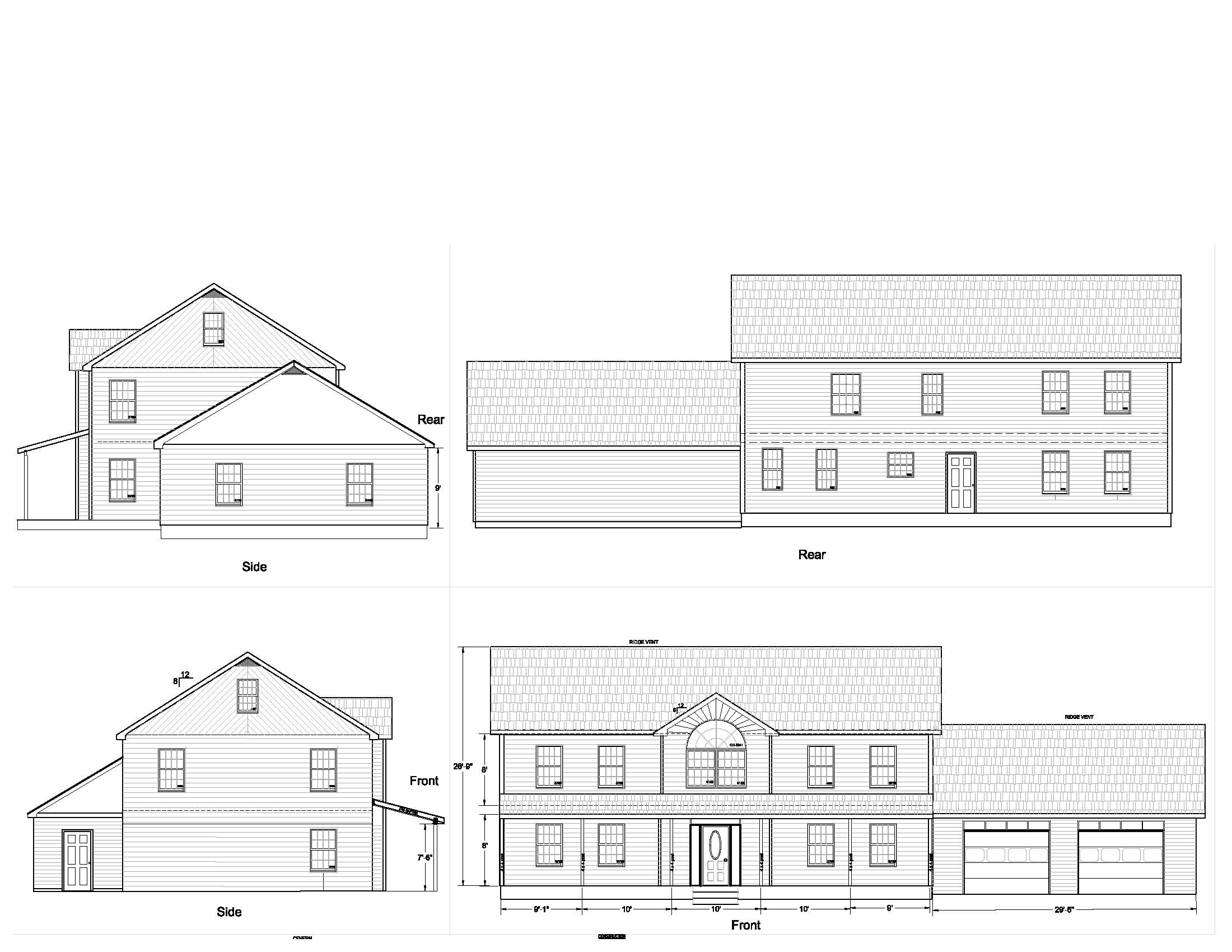 house plans elevation floor plan north arrow model