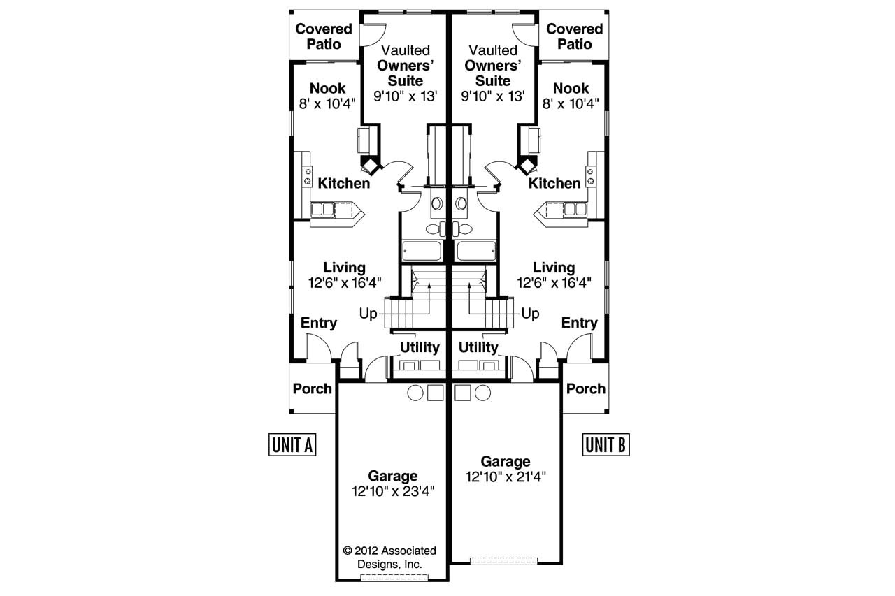 duplex plans narrow lots elevation house