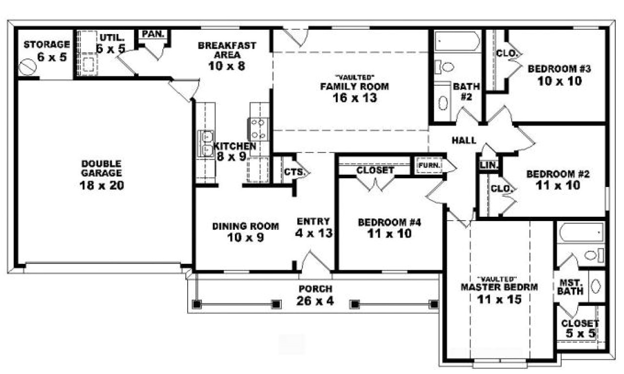 5 bedroom house one story open floor plan
