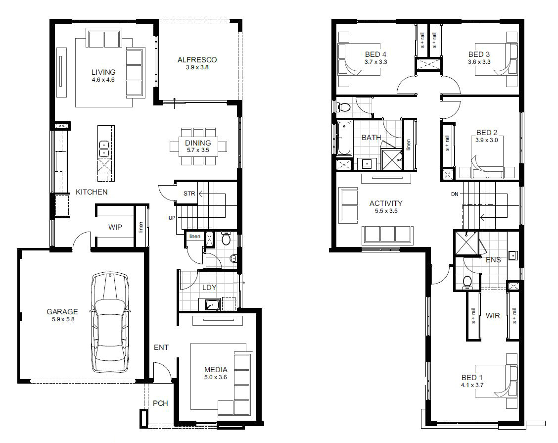 two storey house floor plan