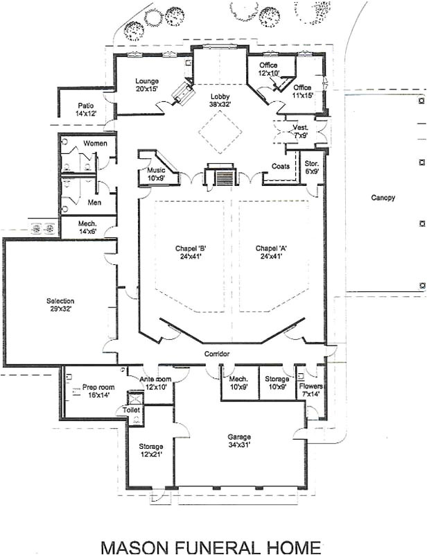 funeral home floor plan layout