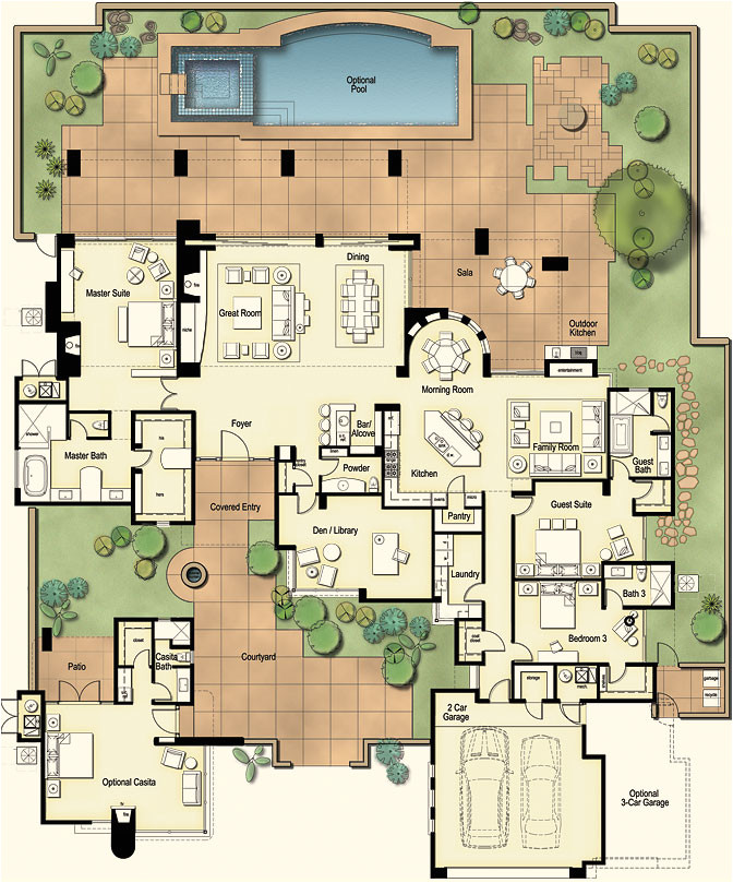 tucson custom home hacienda floor plan