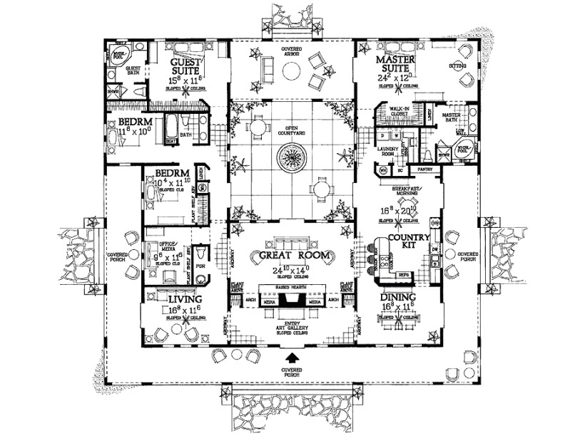 hacienda style house plans