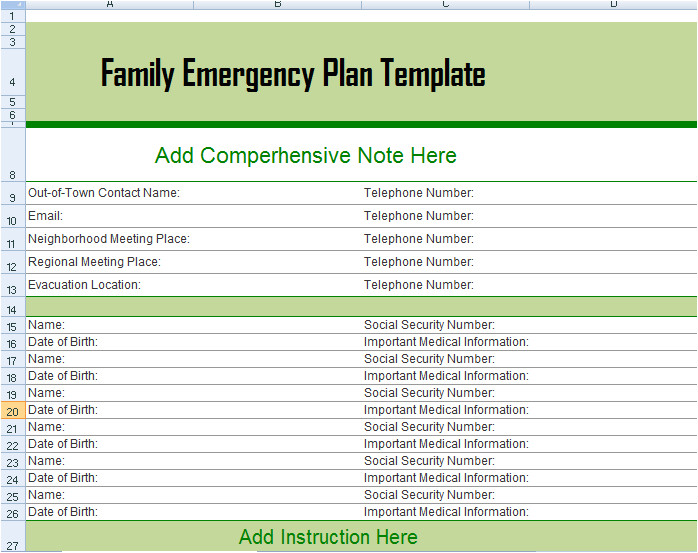 home disaster plan example