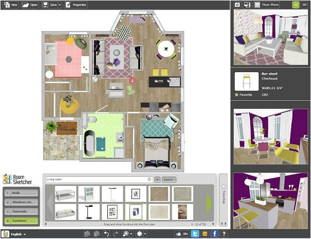 create professional interior design drawings online