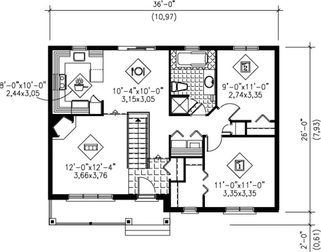 900 square feet 2 bedrooms 1 bathroom traditional house plans 0 garage 1497