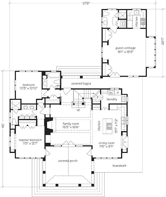 house plans with attached guest quarters
