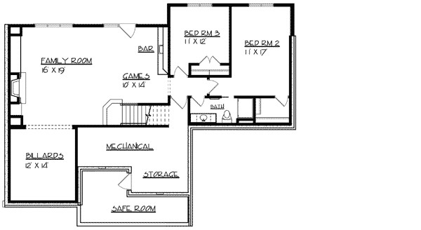 ranch home plan with safe room 73296hs