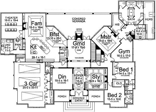 House Plans with Gymnasium Master Suite with Private Gym 12247jl 1st Floor Master