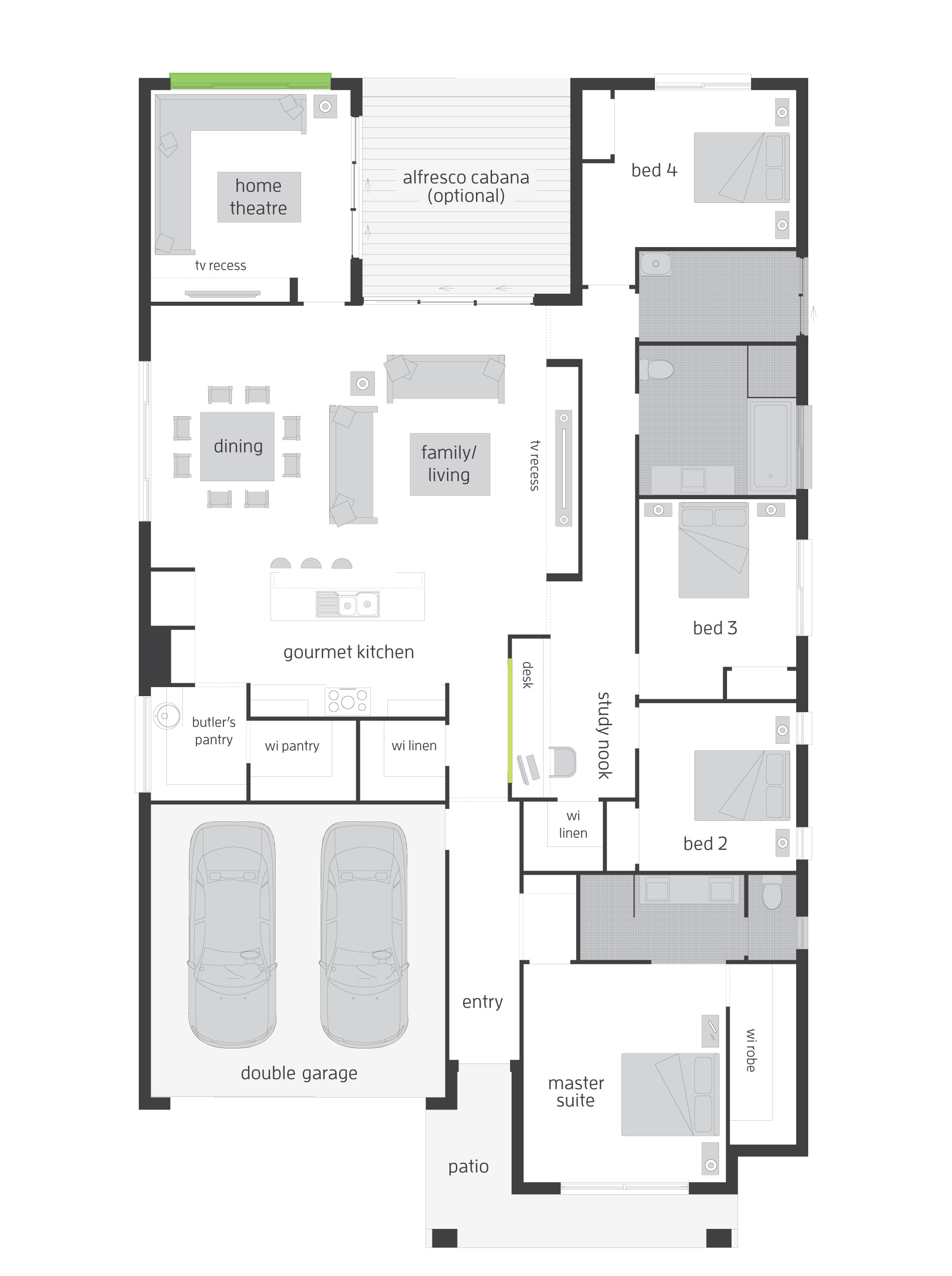 floor plan friday 4 bedroom with theatre study nook butlers pantry
