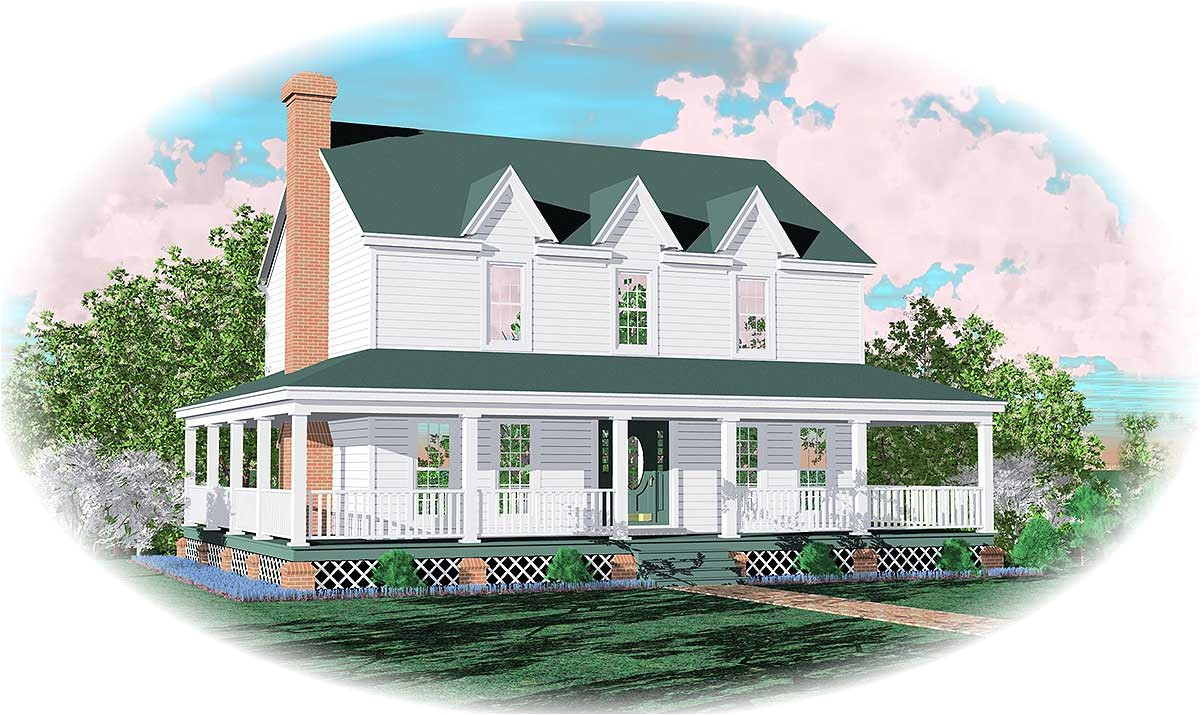 farmhouse home plan with wrap around porch 58277sv