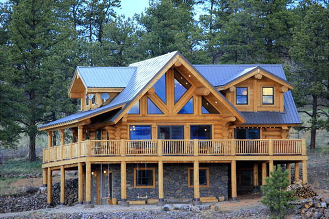 log cabin stone house plans