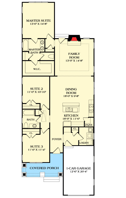 long and narrow craftsman house plan 17732lv