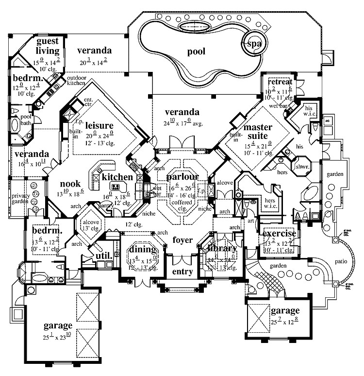 one level luxury house plans