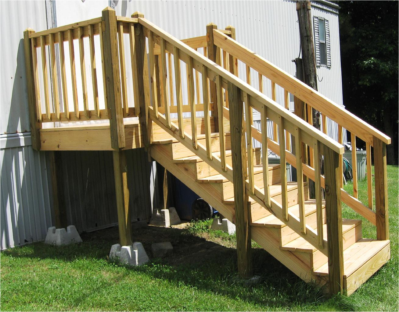 distinct mobile home porch with wodoen stair entrance decor