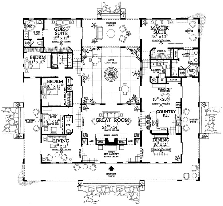 ranch style house plans 3163 square foot home 1 story 4 bedroom and 3 bath 0 garage stalls by monster house plans plan68 123
