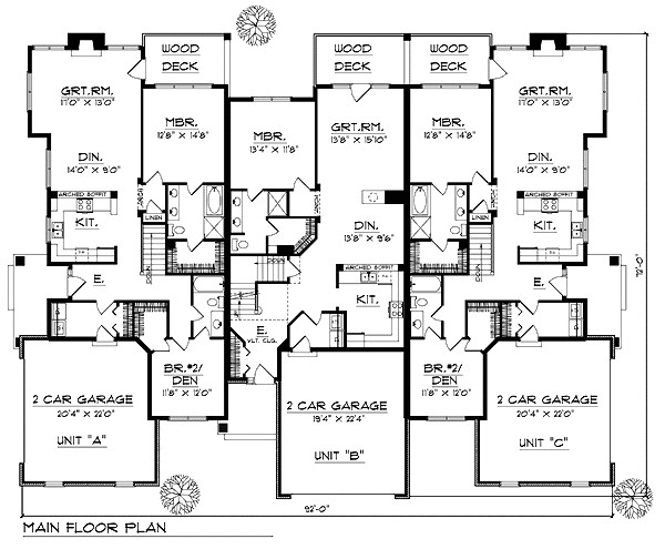 3 unit multi family house plans