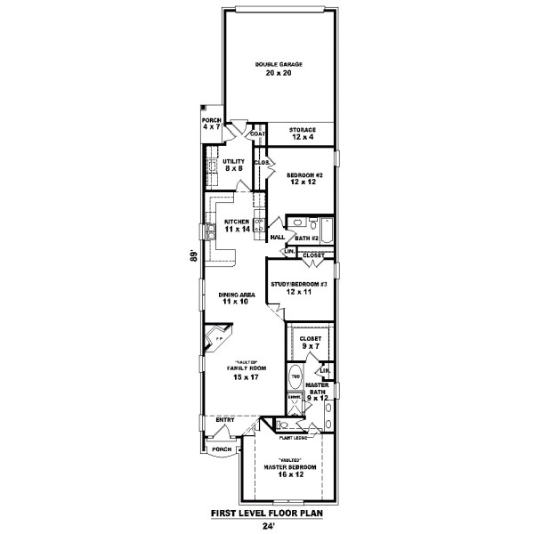 narrow house plans with attached garage
