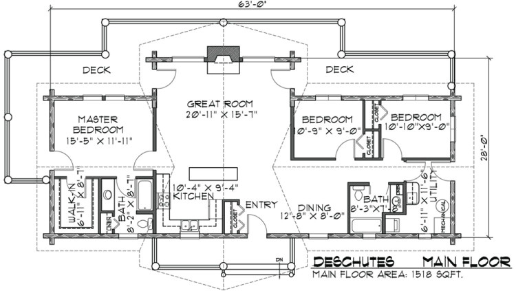 deschutes log home floor plan