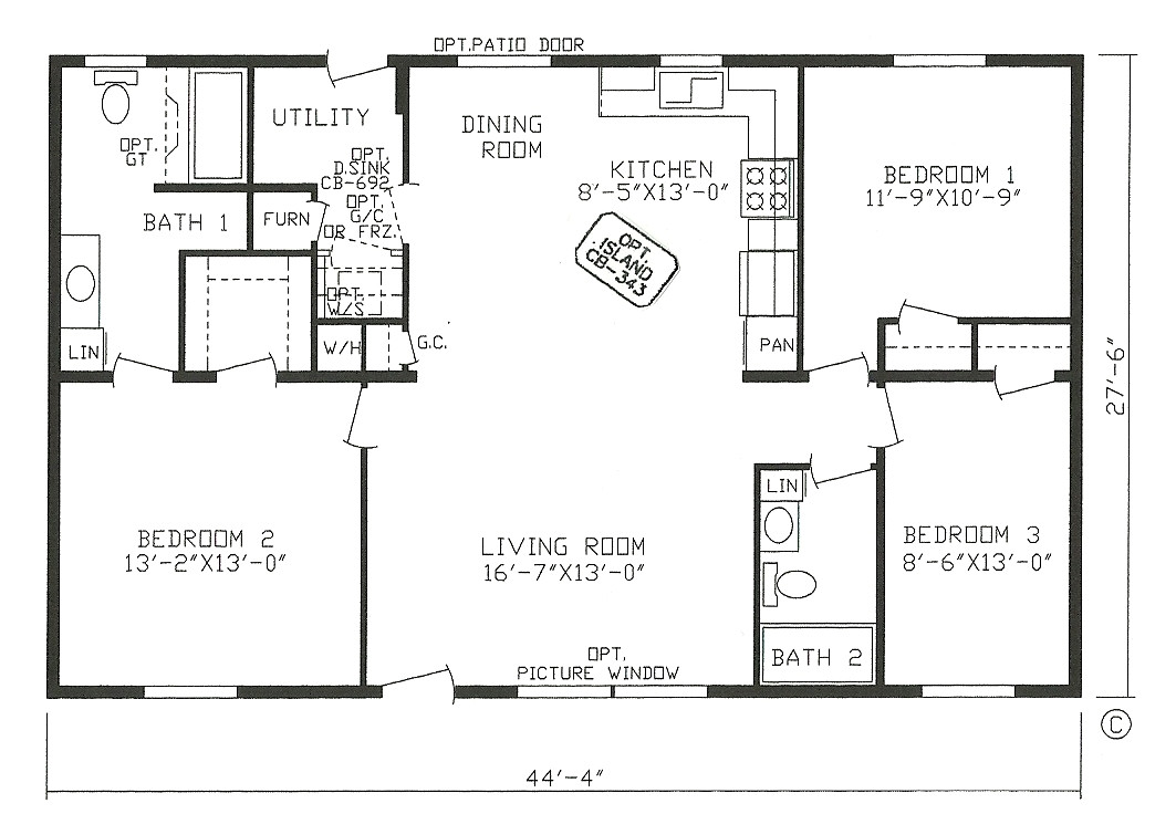 3 bedroom open floor house plans regarding inviting