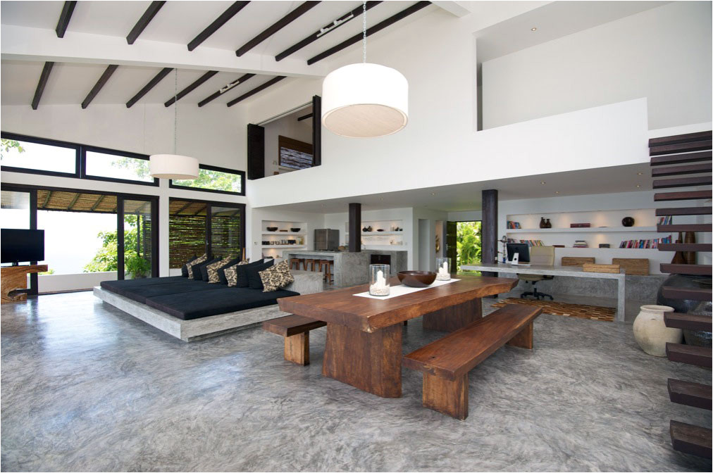 minimalsit open plan living space design villa