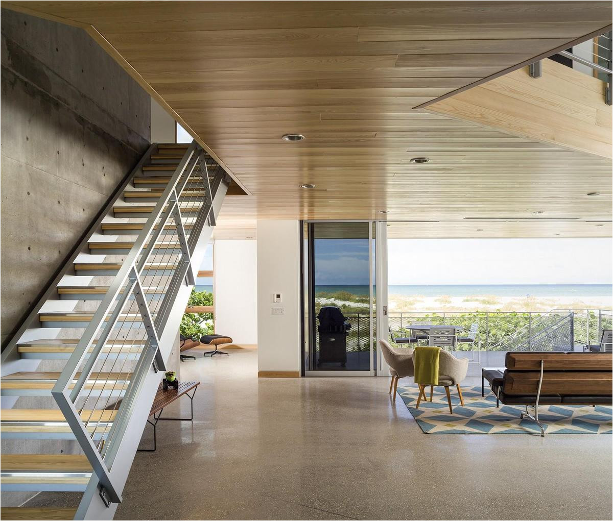 beachfront house built with poured concrete to withstand hurricanes