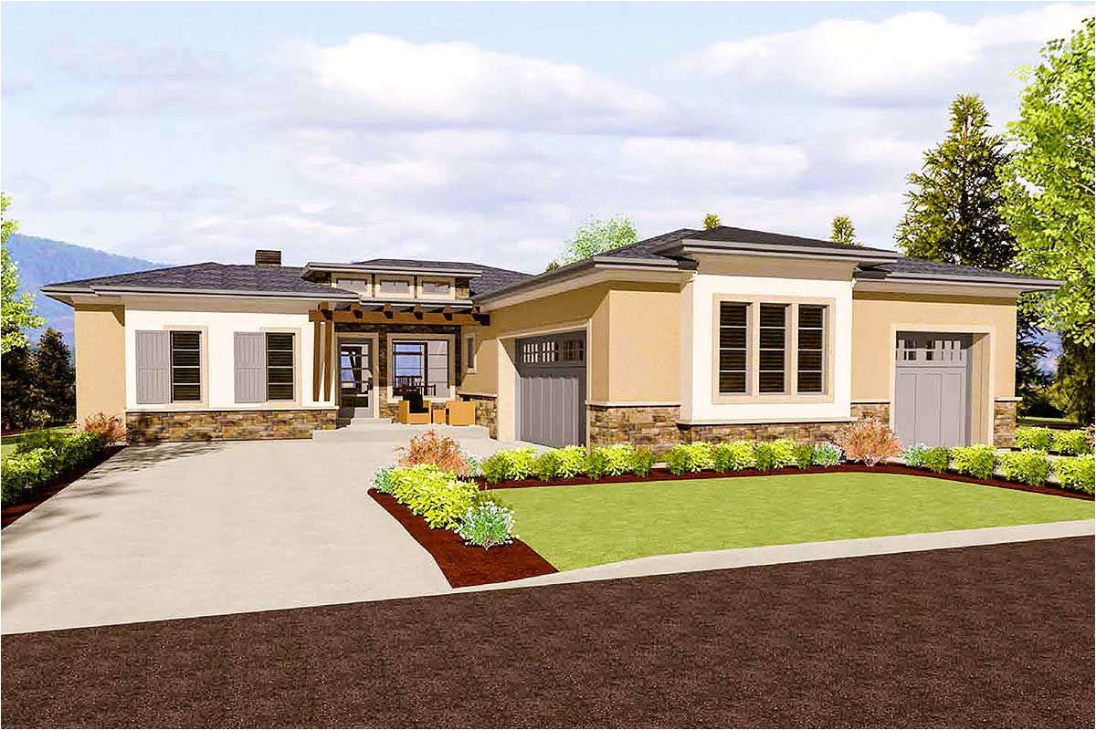 rambler house plans with 3 car garage style