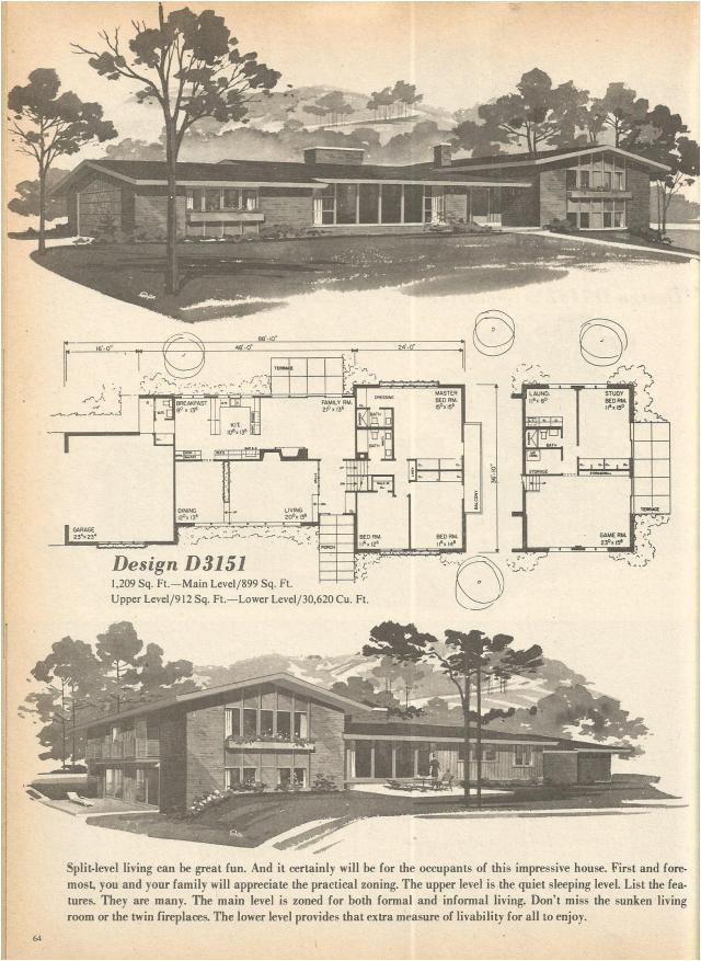 vintage house plans multi level homes part 10